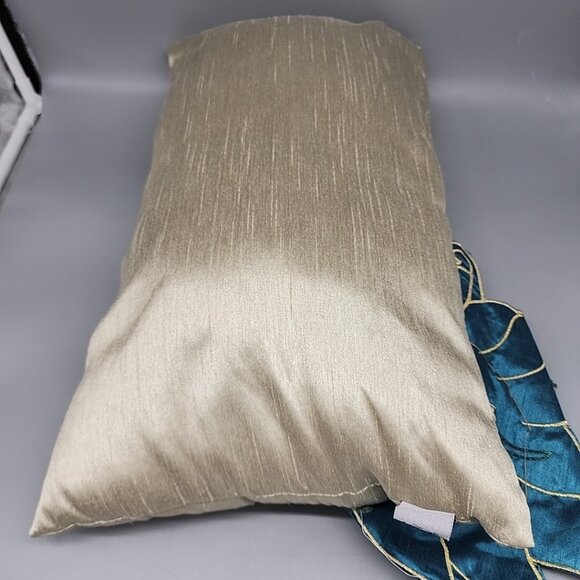 Thro Mario Lopez Peacock Lumbar 9”x18” Pillow Embroidered BEAUTIFUL - Picture 4 of 5